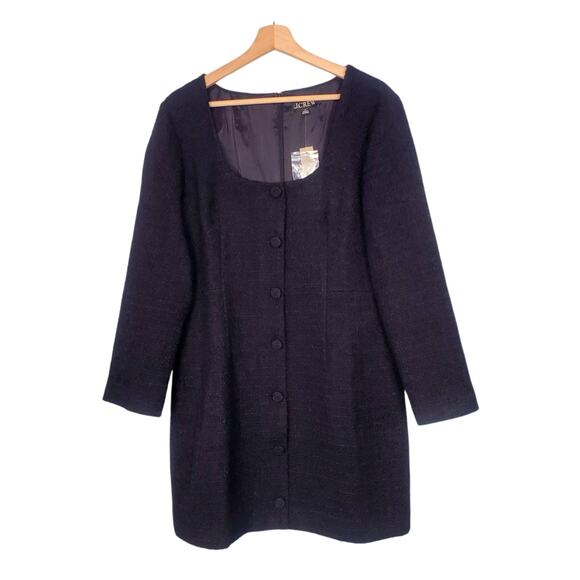 J Crew Sophia Mini Dress Maritime Tweed Black Sleeveless Classic Size 14 NWT - Picture 2 of 10